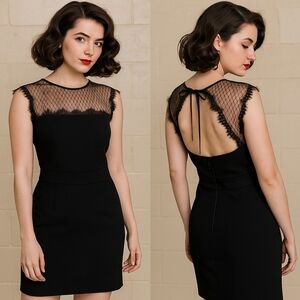 Phoebe Couture Black Lace Cocktail Dress
